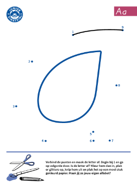 Werkblad Punt naar punt kleine letter a